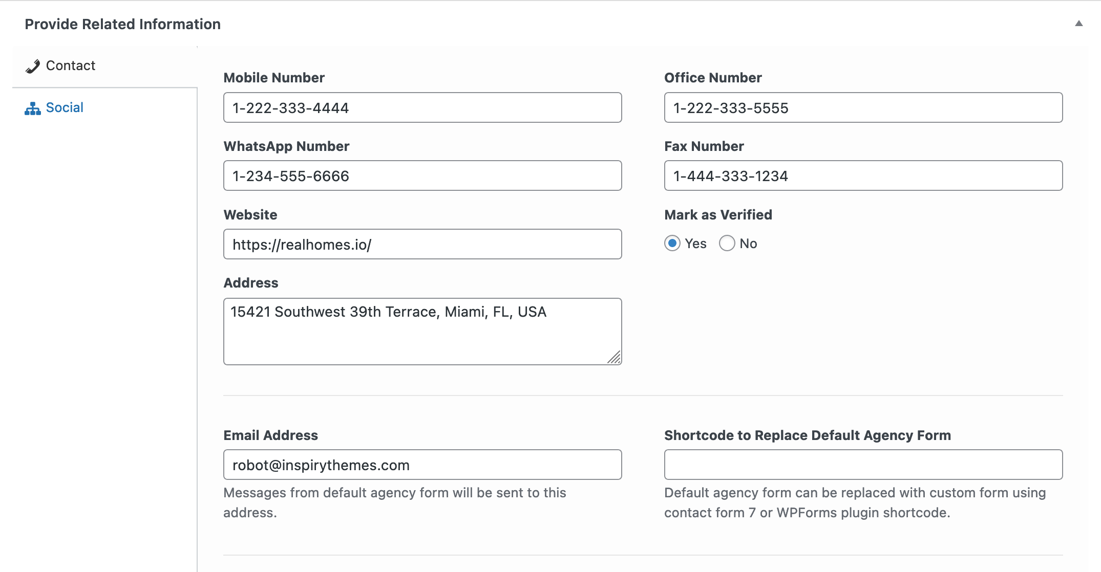 Agency Contact Information