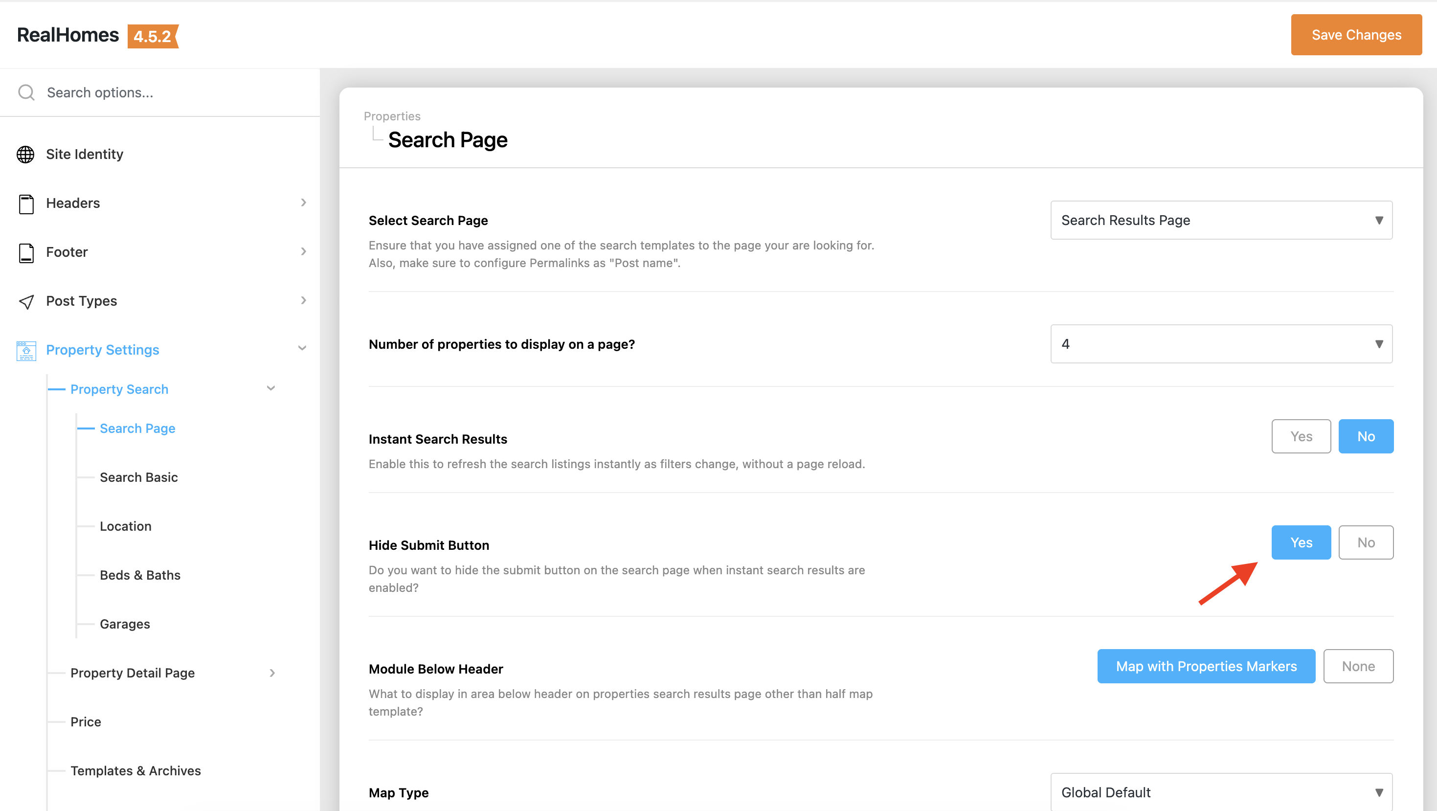 Hide Submit Button Settings