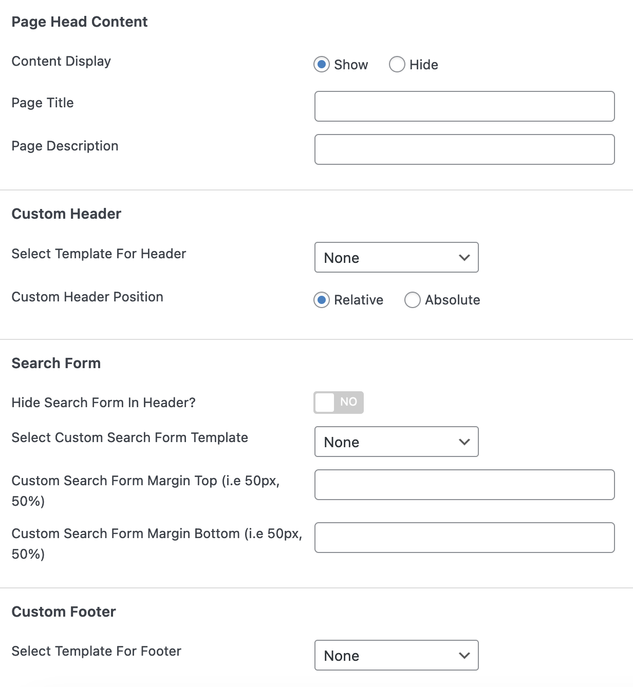 Login & Register Banner Area Settings