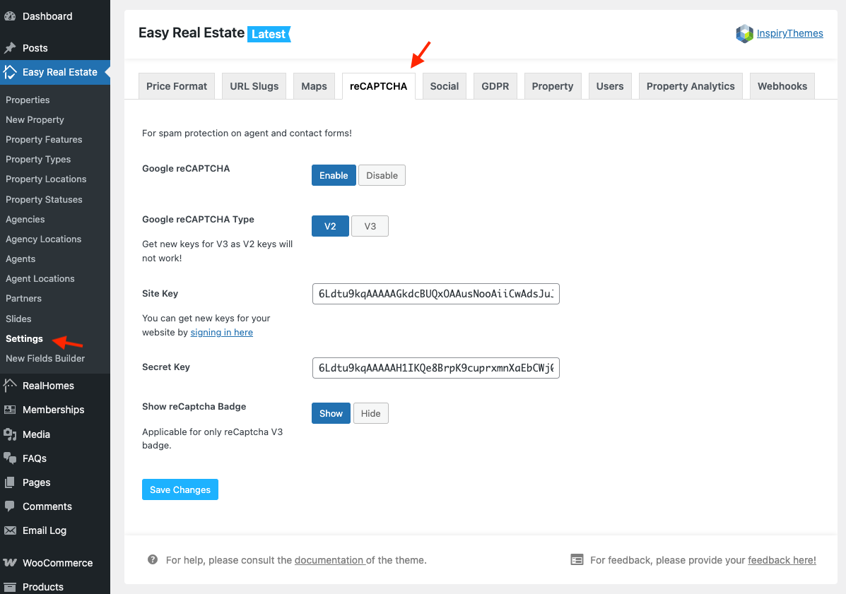 Register a New Site - Google reCAPTCHA