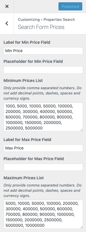 Minimum and Maximum Prices