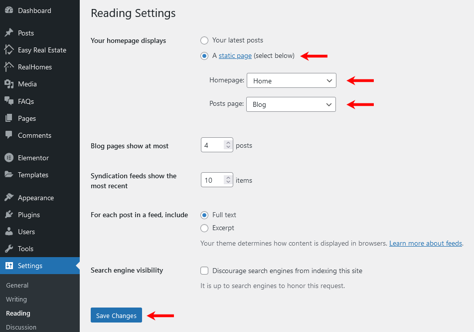 Configure Reading Settings