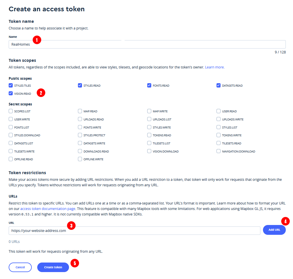 MapBox Create Token