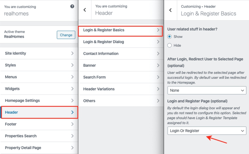 Login & Register Customizer Settings