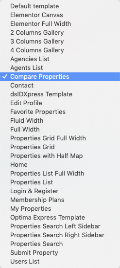RealHomes Compare Page Attributes
