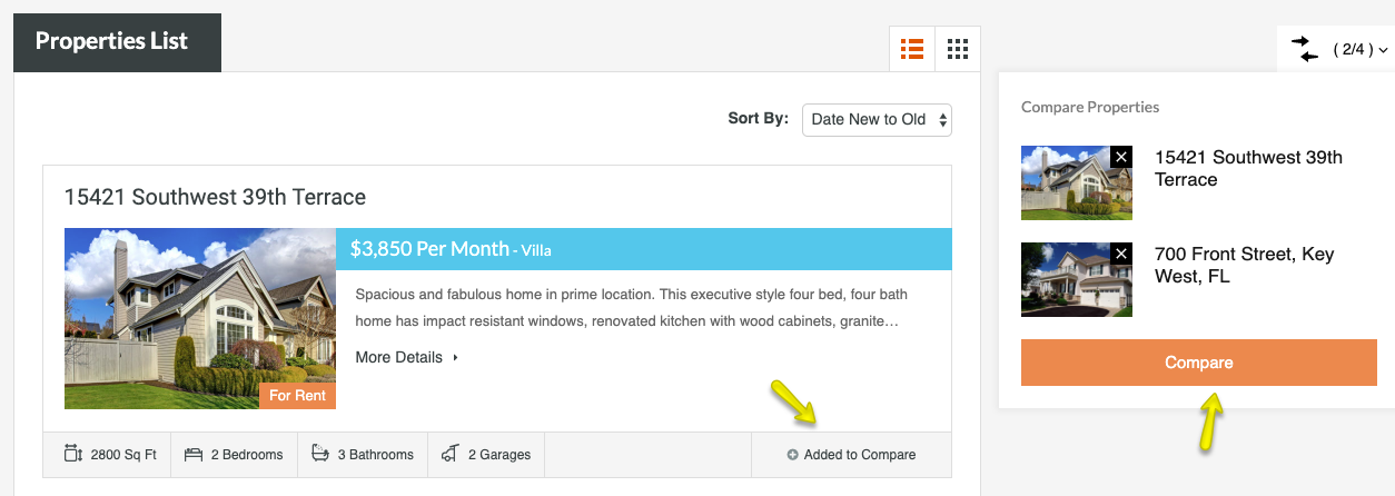 RealHomes Compare Properties Classic