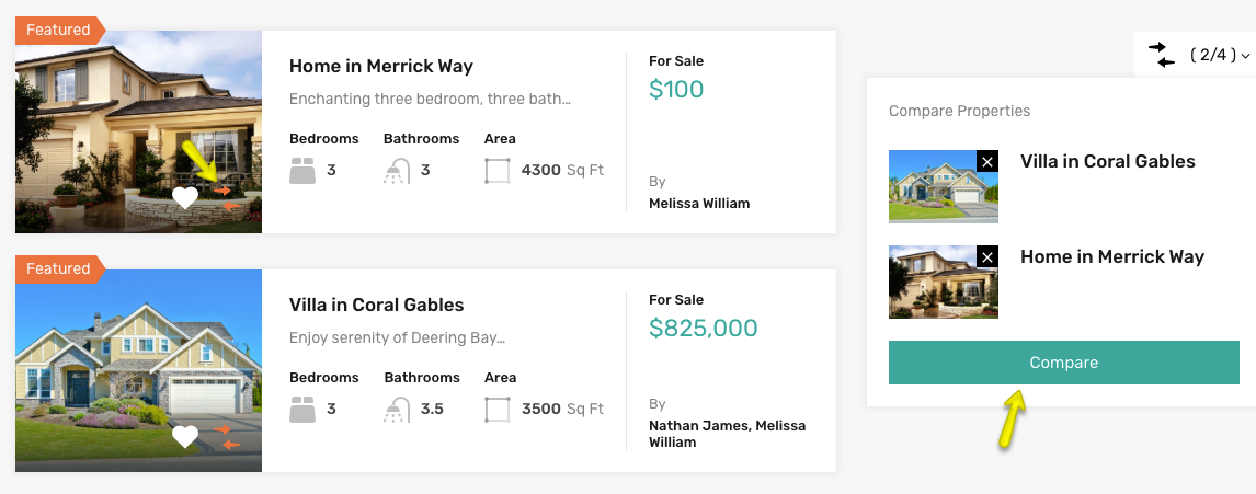 RealHomes Compare Properties Modern