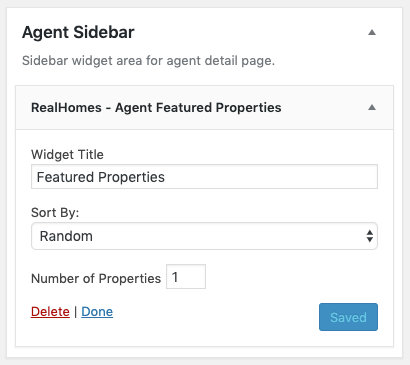 RealHomes Agent Featured Properties Widget Settings